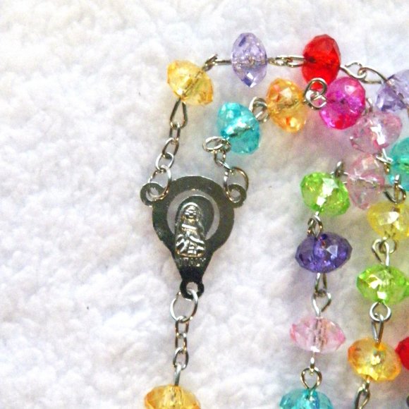 HOST PICK Immaculate Heart of Mary Multicolor Rosary Beads Crucifix with Case - Picture 7 of 13
